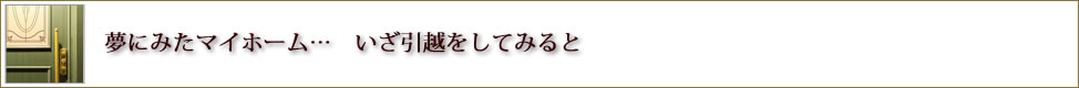 夢にみたマイホーム...　いざ引越をしてみると